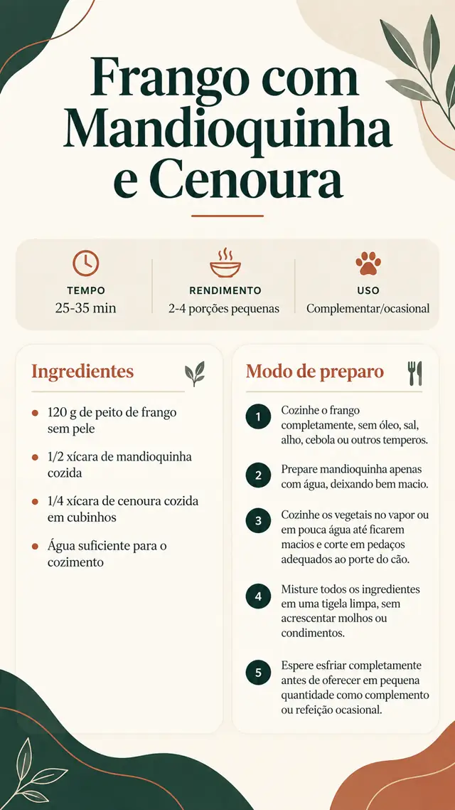 Receita de frango com mandioquinha e cenoura