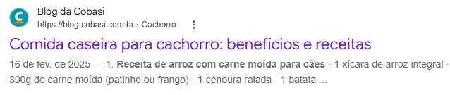 Matéria da Cobasi sobre comida caseira para cachorro